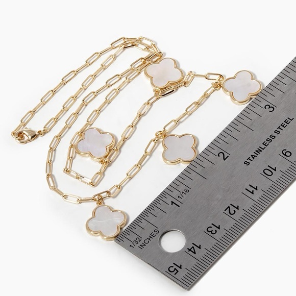 QUATREFOIL BLACK MULTI PENDANT NECKLACE GP - Picture 2 of 3